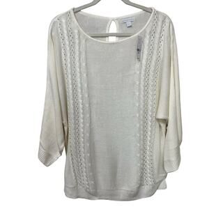 New York &‎ Co New WT Women’s Sweater Sz XL Cream 3/4 Dolman Sleeve Lightweight